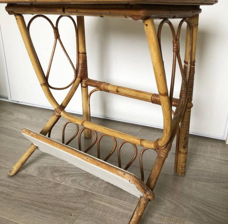 Vintage rattan bedside table