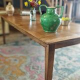 Solid oak farmhouse table with two-plank top