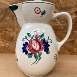 Old Teapot DIGOIN Sarreguemines White Ceramic Flower Decor #B631