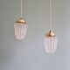 Pair of Art Deco Skyscraper-style pendant lights in frosted glass, 1920-30