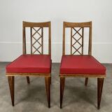 Pair of 1950s wooden cross-braced chairs