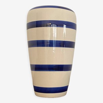Large blue and white ceramic vase