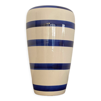 Large blue and white ceramic vase