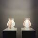 Pair of table lamps in white and brown glass in the shape of a mushroom by Doria Leuchten, 1970.