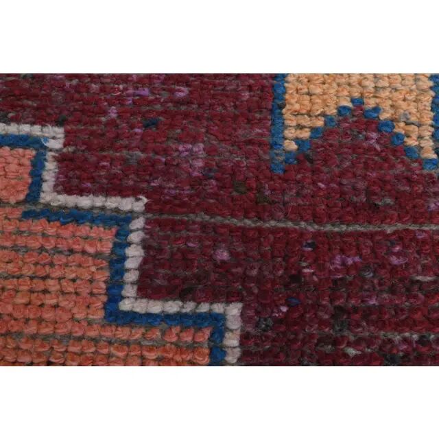 1970s Vintage Turkish Oushak Handmade Wool Cotton Pink Runner Rug 90x317