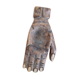 Carved wooden hand ashtray