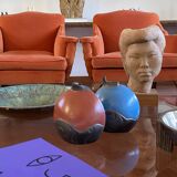 Wilmer W Ramirez, Lot de 2 vases en faïence, Amérique du Sud, années 1990