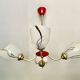 1960s red and gold 4-light chandelier