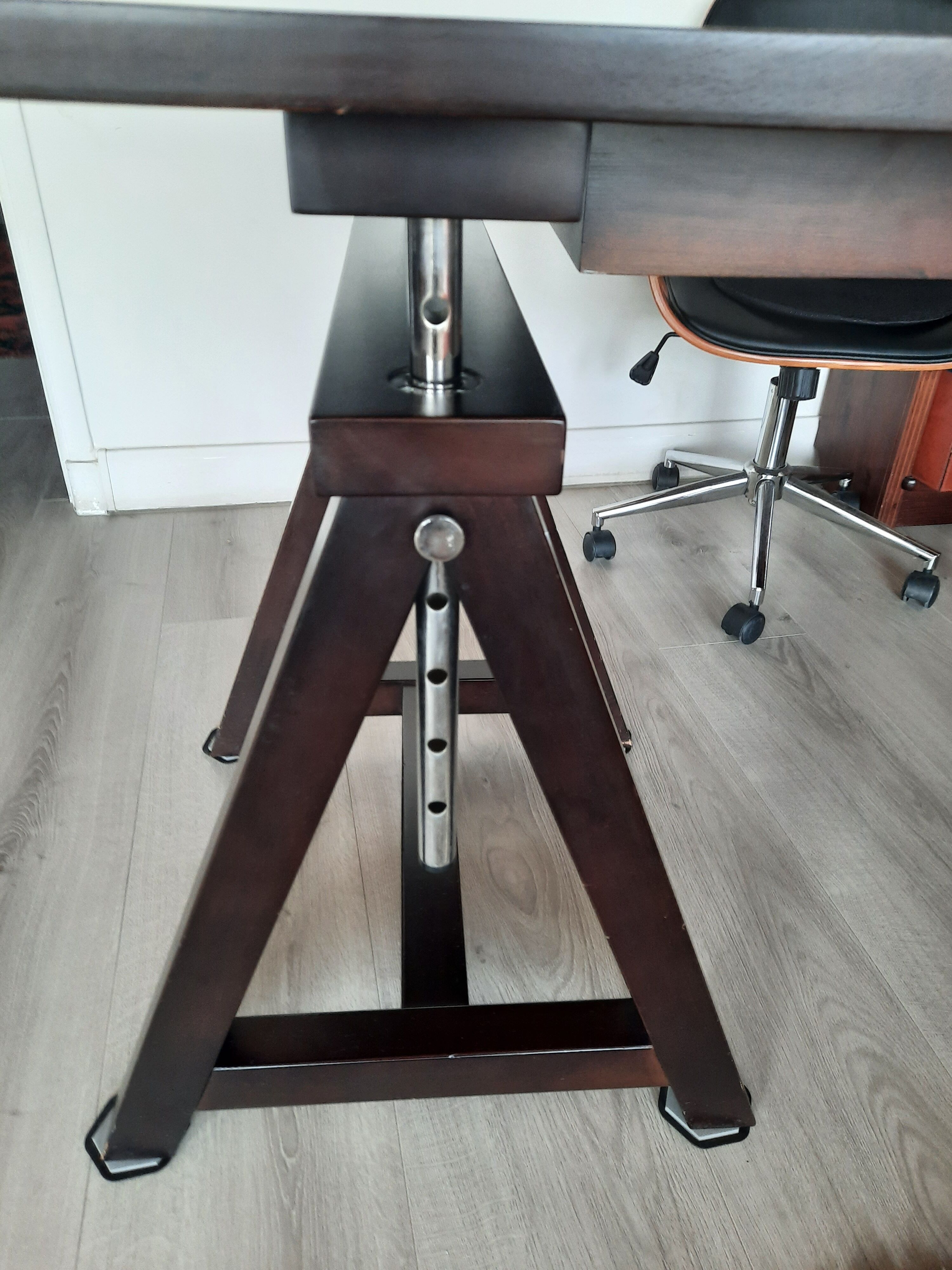 Beautiful solid wood desk, adjustable height, on trestles