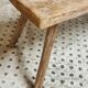 Banc de table d'abattage de table d'appoint antique en bois de hêtre et de châtaignier