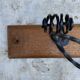 1950s metal and wood coat rack