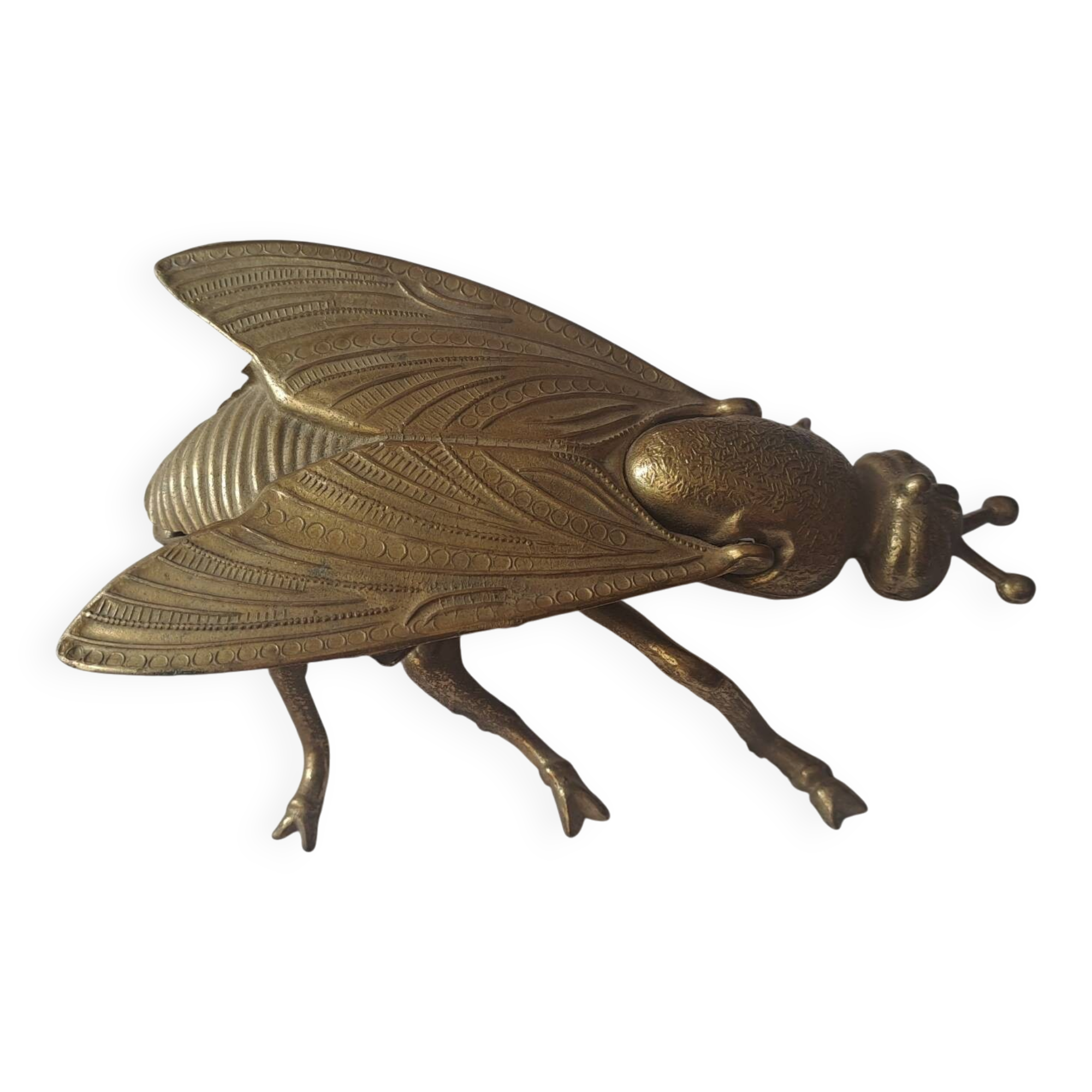 Large brass fly ashtray