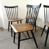 Set of 4 Scandinavian chairs with two-tone bars