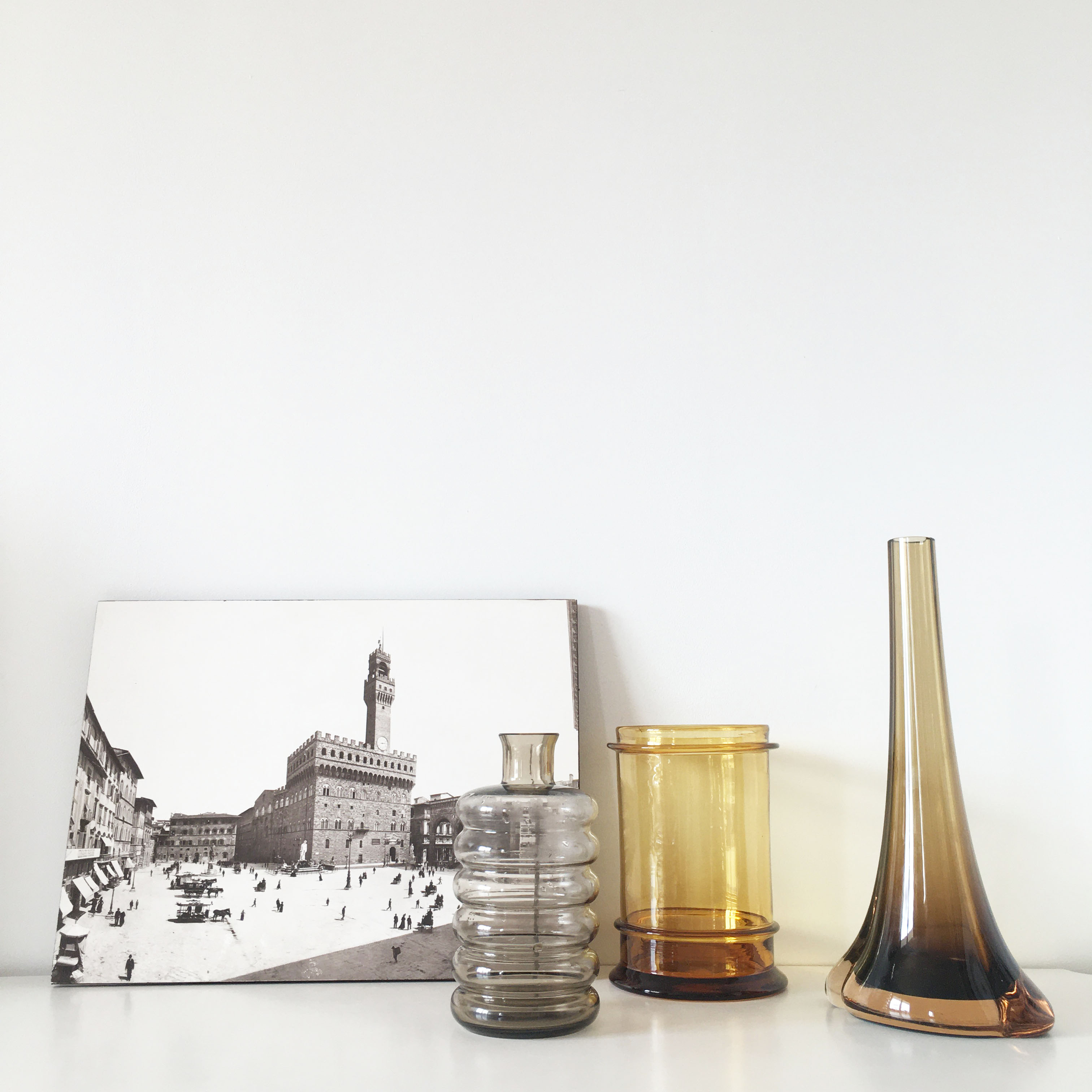 Set of vintage smoked glass vases