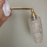 Applique tulipe vintage en verre pointe de diamant