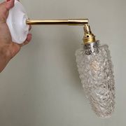 Vintage tulip wall light in diamond-point glass