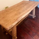 Dining Table + 2 Brutalist Dining Benches by Aranjou 70s