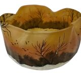 Legras pocket tray signed – enamelled glass Art Nouveau, winter landscape