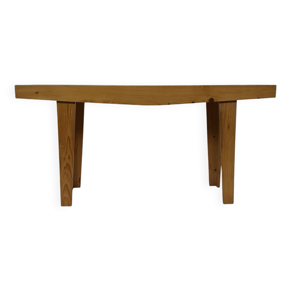 Table d'appoint vintage en pin des années 60, table d'appoint faite à la main, design minimaliste