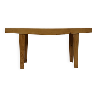 Vintage pinewood side table 60s handmade side table minimalist design