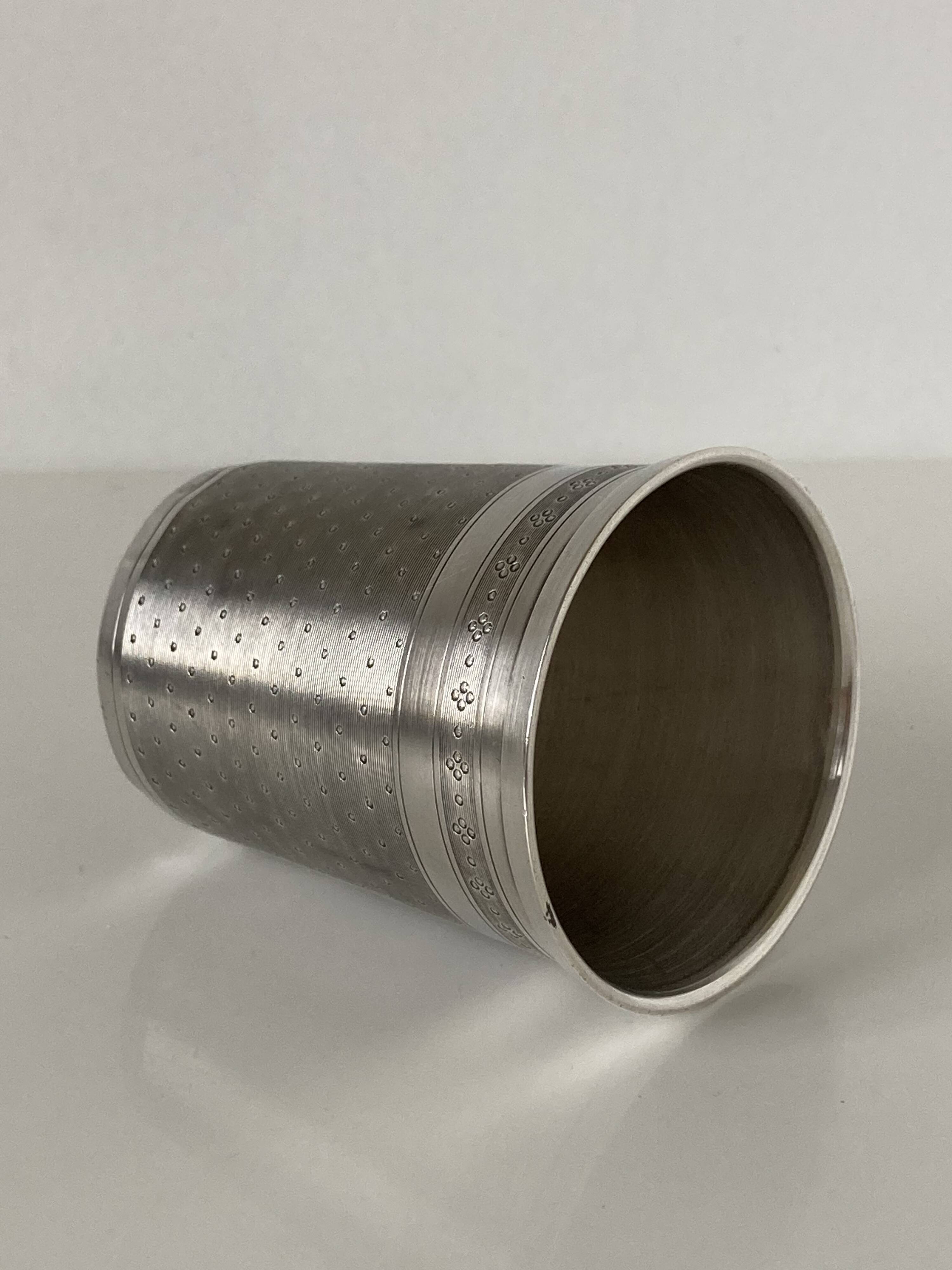 925 sterling silver goblet with engraved decoration, French work, Minerva hallmark
