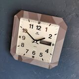 Vintage square silent wall clock "Vedette silver gray"