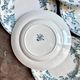 6 assiettes plates Longwy en terre de fer bleue, service "Chartres"