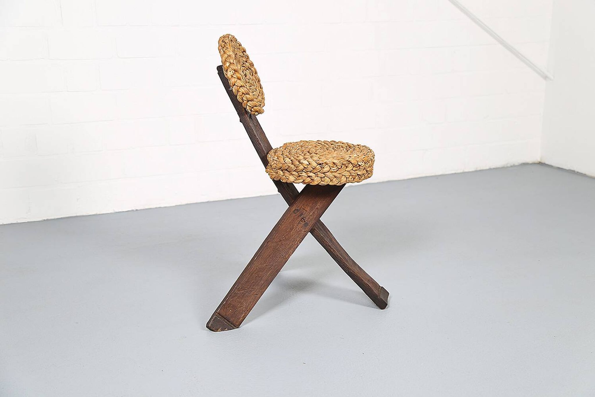 Original set of 4 tripod chairs by Frida Minet and Adrien Audoux, 1950s, France