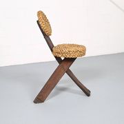 Original set of 4 tripod chairs by Frida Minet and Adrien Audoux, 1950s, France