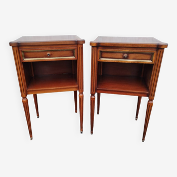 Pair of bedside drawer fluted feet