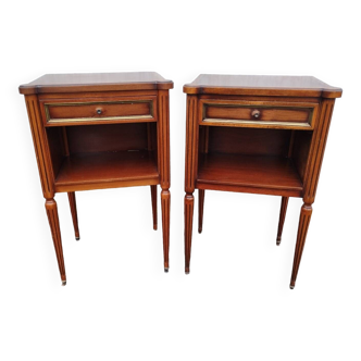 Pair of bedside drawer fluted feet