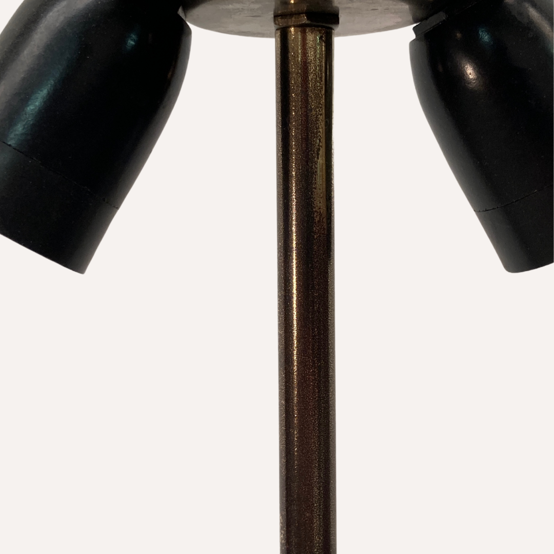 Brass and wood turnt large table or floor lamp by VEB Narva Leuchtenbau Germany, 1970s