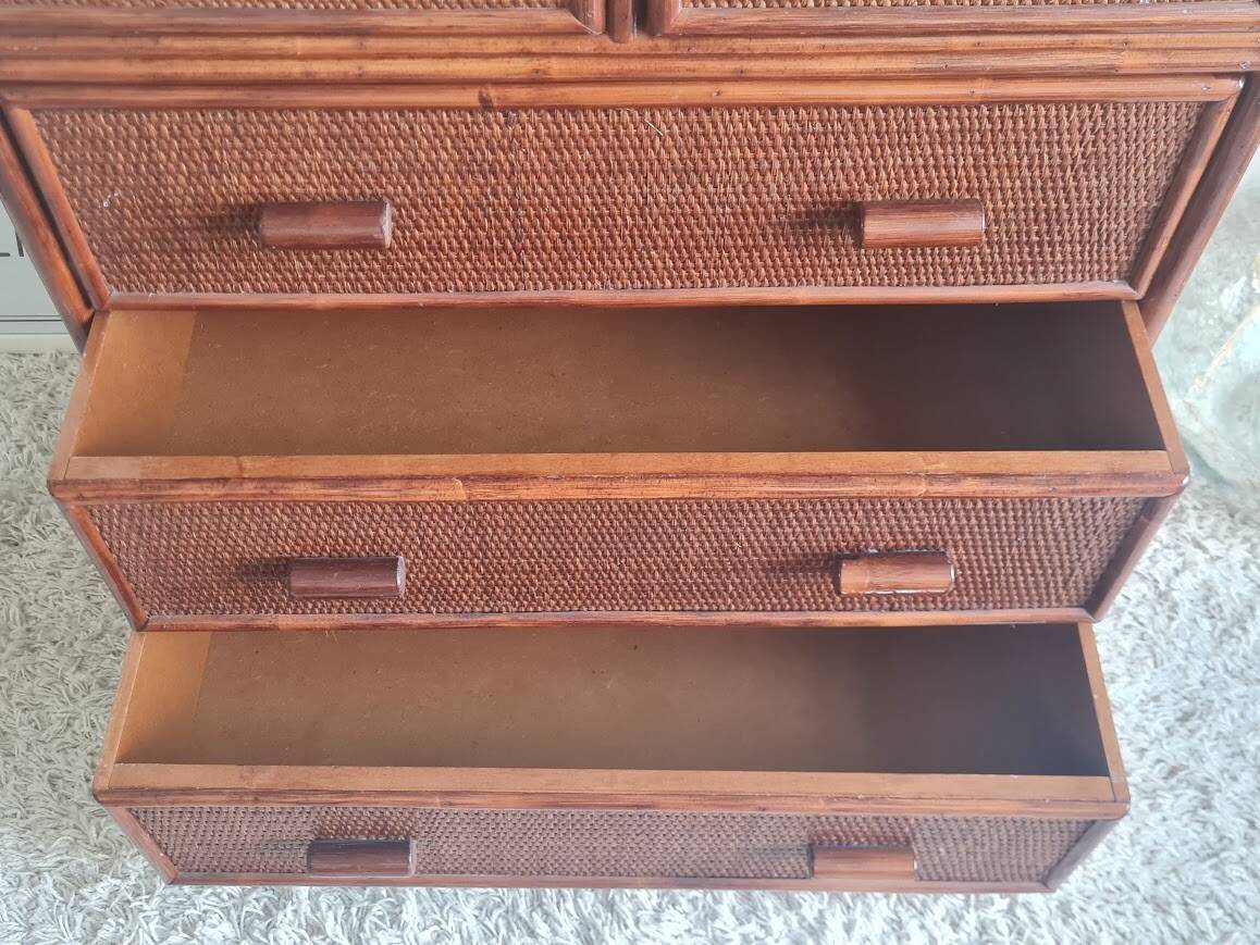 Vintage rattan chest of drawers circa 1960s