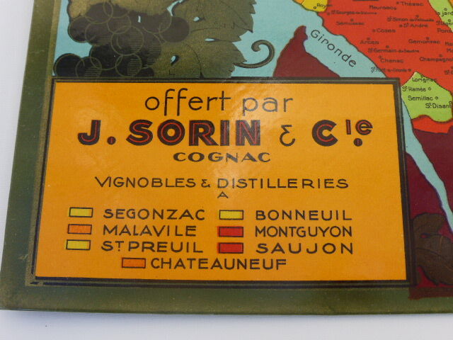 Poster, cardboard advertising plate for the vintage SORIN COGNAC 1960