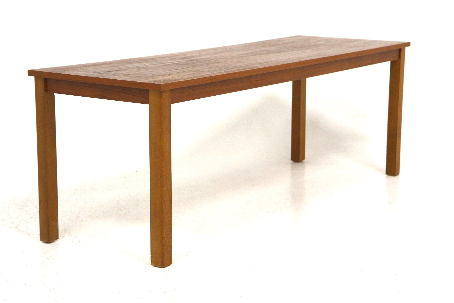 Minimalist teak bench, suede, 1960