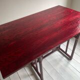 Console rabattable ou table de salle à manger en rotin Maugrion Mid-Century