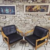 Pair of 1970s leather armchairs