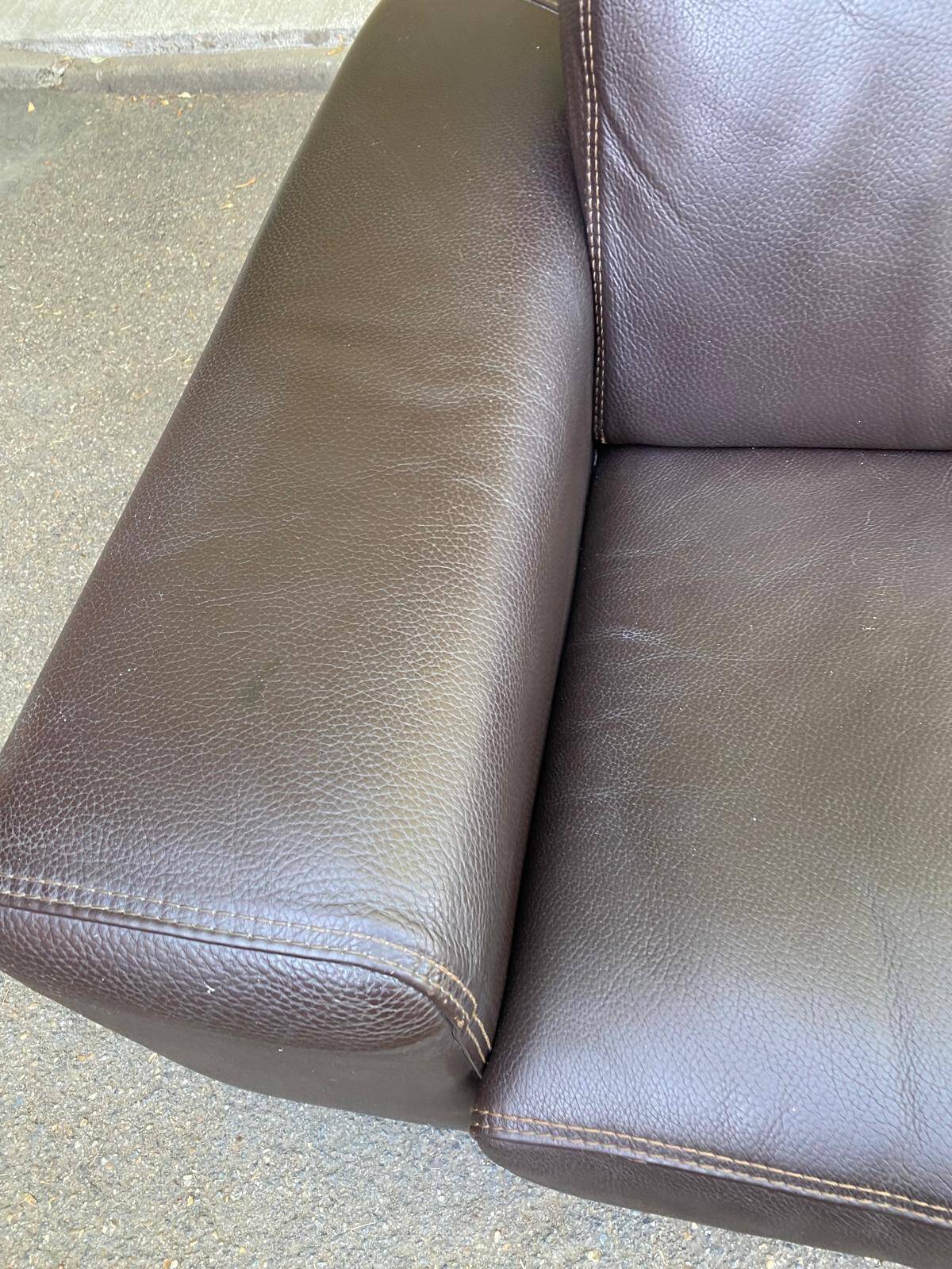 Canapé 3 places de luxe en cuir marron chocolat Roche bobois 235cm