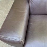 Luxury 3-seater chocolate brown leather sofa Roche Bobois 235cm