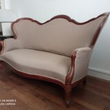 Banquette Napoléon III ancienne en acajou