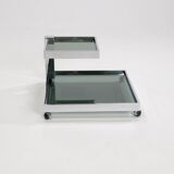 Serving bar cart in chrome and smoked glass, 1970s