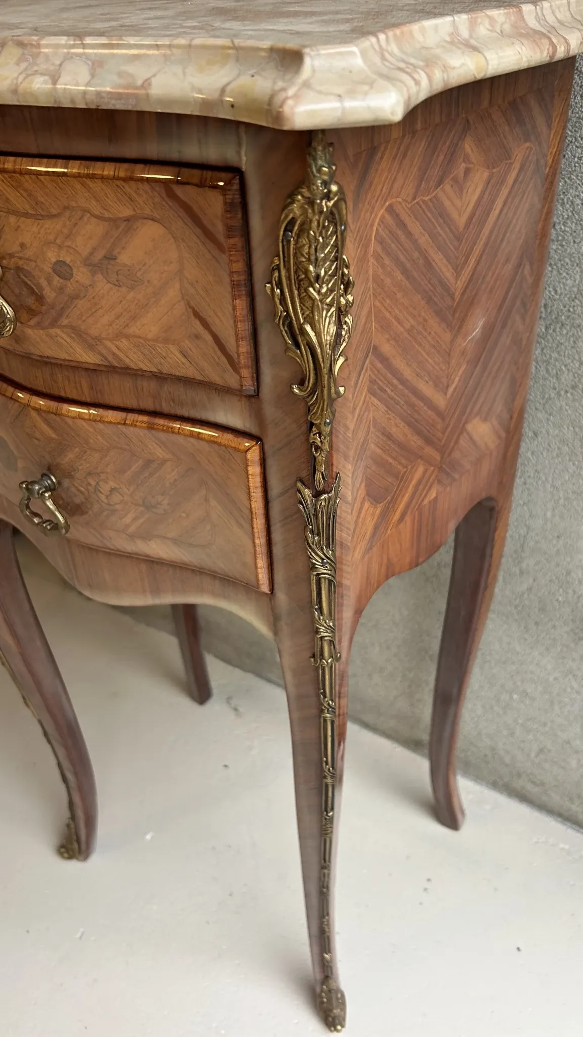 Louis XV style bedside table in marquetry with a top m