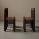 Set of 4 modernist chairs in beech and woven cord, France, circa 1940.