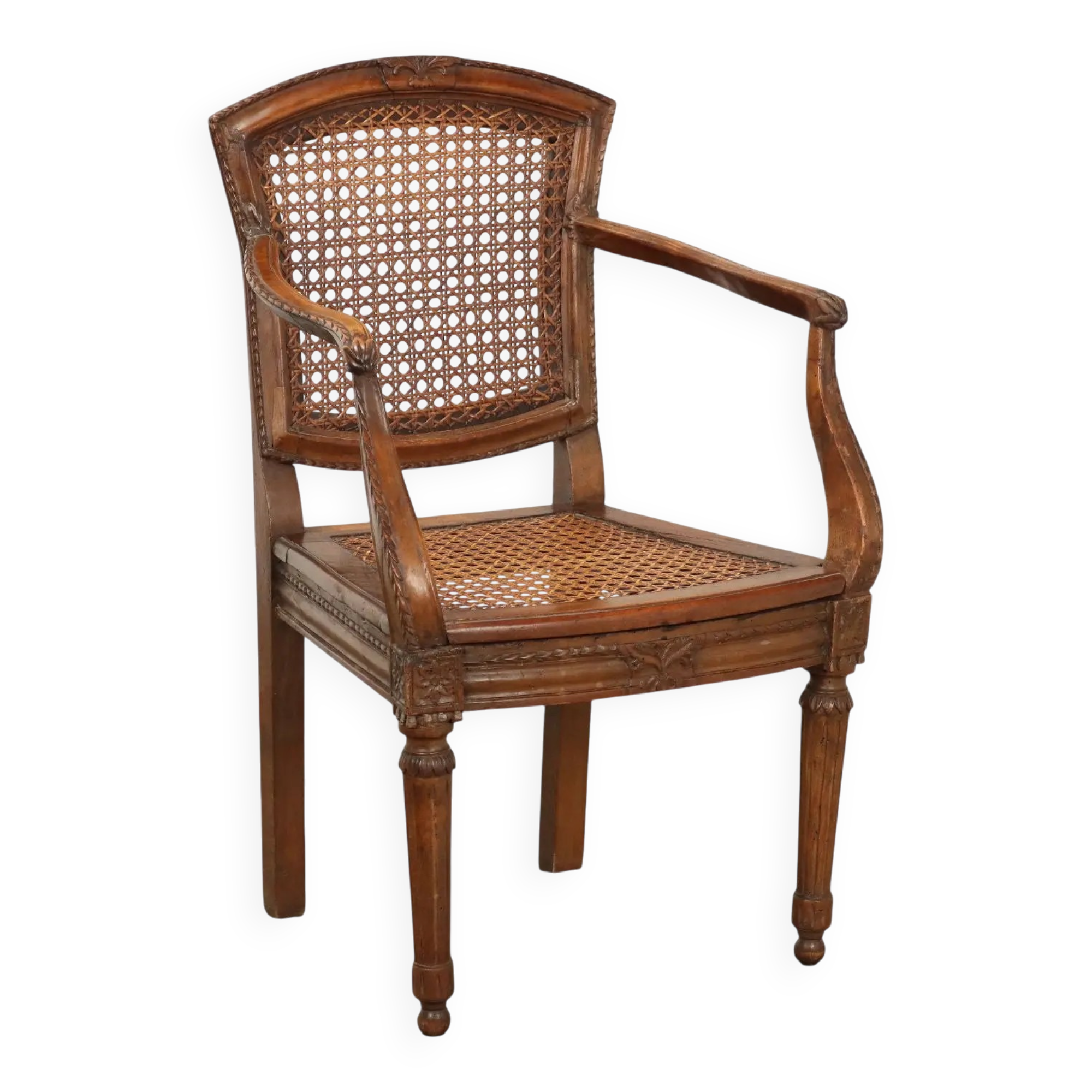 Fauteuil ancien de style néoclassique en noyer et hêtre, France '700