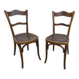 Pair of 1920s Baumann Bistro chairs, seat with design
