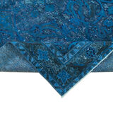 Hand-knotted antique turkish 1980s 146 cm x 263 cm blue rug