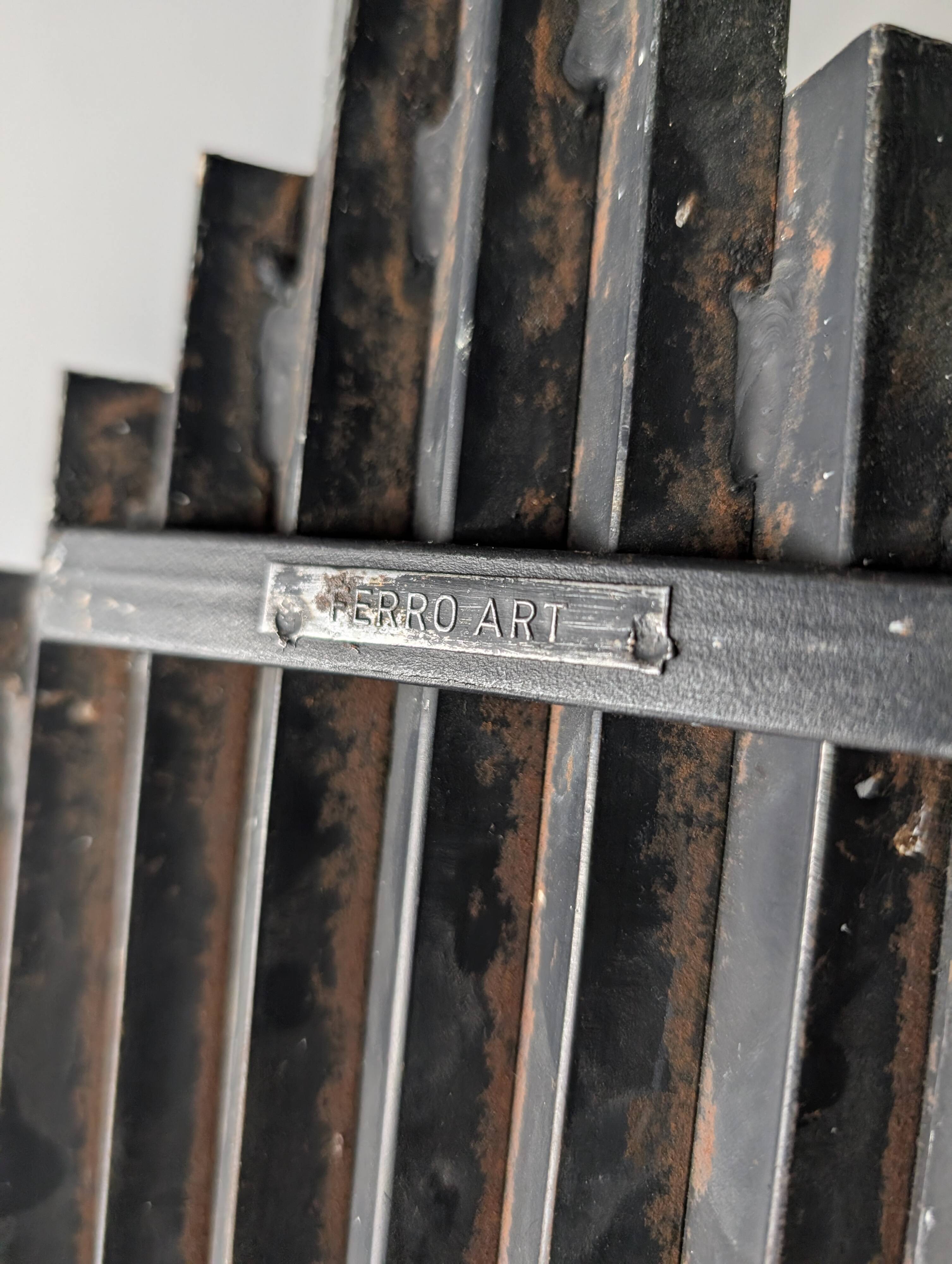 Pair of Ferro Art Iron and Glass Wall Sconces Art Deco Style 1970s