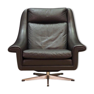 Fauteuil cuir 60 70 vintage, aage christensen