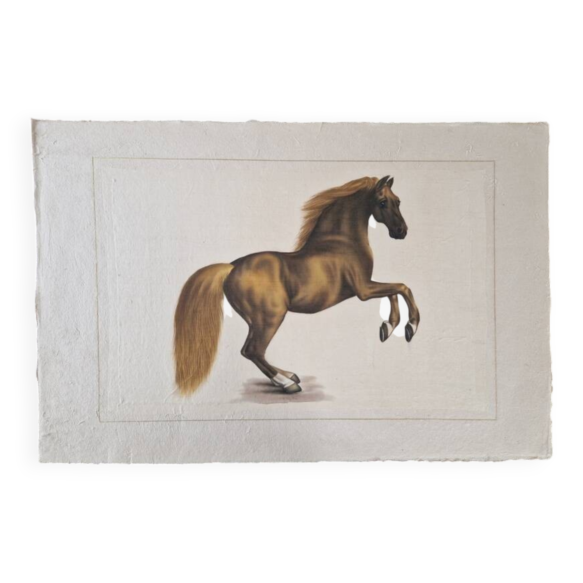 La Roche Laffitte (Born in 1943) - Watercolour drawing on fabric - Horse