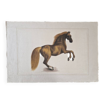 La Roche Laffitte (Born in 1943) - Watercolour drawing on fabric - Horse